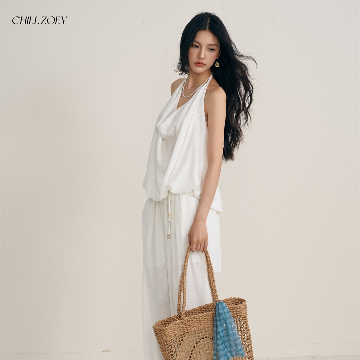 CHILL ZOEY富士山下挂脖吊带阔腿裤套装女夏季新款个性时尚两件套,淘宝优惠券,粉丝福利购,淘宝优惠卷