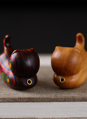 新品檀香木彩绘h木小飞猫香插木质工艺品 小巧可爱猫咪摆件 装饰