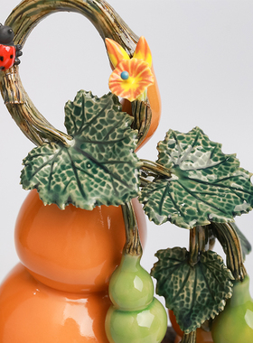 新品石湾陶瓷葫芦摆件中号客厅玄关酒柜家居装饰品乔迁.入伙开业