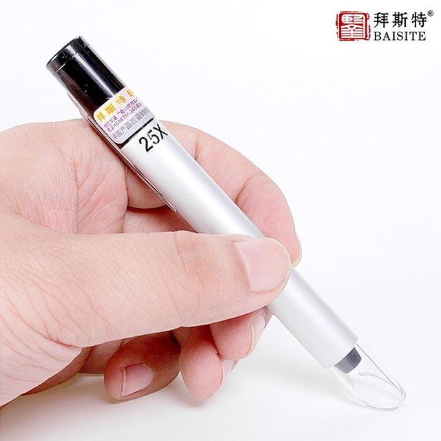 Extremely fast. Best 25x magnifying glass portable pen microscope textile S optical lens for identification of stamp products