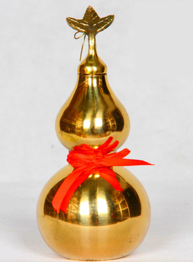 极速大小号黄铜纯铜葫芦摆件 光面有叶开L盖空心招财葫芦八卦家居