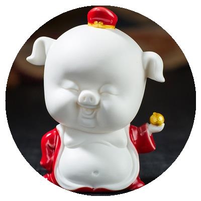 新品陶瓷招财小h猪摆件家居饰品室内客厅汽车装饰创意摆设新居礼