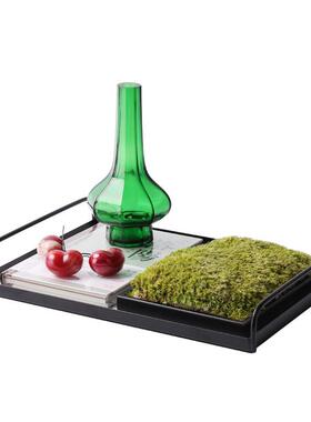 创意新中式禅意陶瓷茶具金属托盘套装组合桌面摆件博古架书房摆设