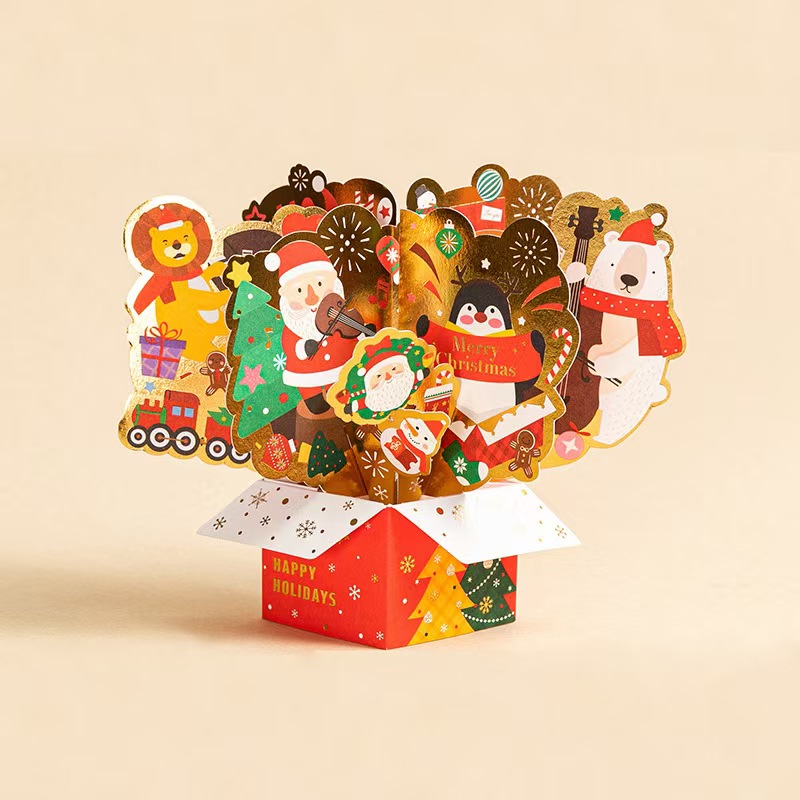 Christmas greeting card 3D three-dimensional creative handwritten blessings for friends Christmas gift decoration high-end postcard