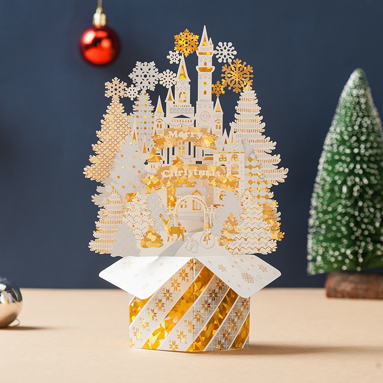 Christmas greeting card 3D three-dimensional creative handwritten blessings for friends Christmas gift decoration high-end postcard