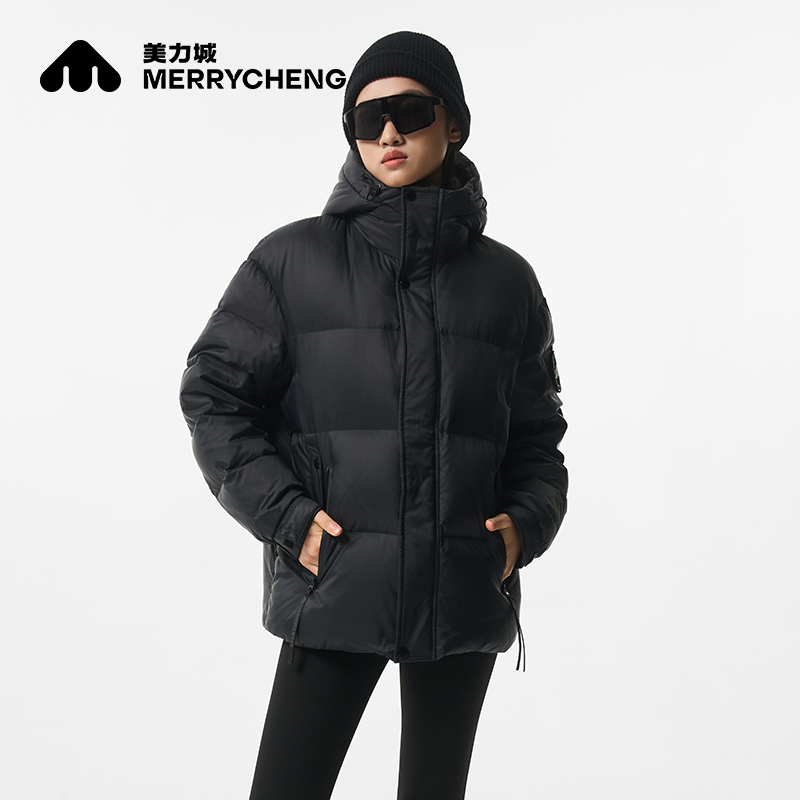 美力城羽绒服男短款2023新款时尚立领宽松潮流帅气女冬季保暖外套