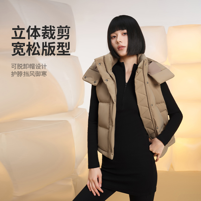 美力城短款羽绒服马甲女2024秋冬季新款时尚百搭宽松保暖鹅绒外套