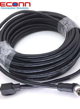 90度直角弯头M12 X编码8Pin 8芯公头转RJ45网线 万兆CAT6A 10GB/S