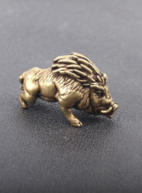 极速实心纯铜野猪压纸铜小猪生肖福猪茶H宠创意挂件镇纸把件小摆