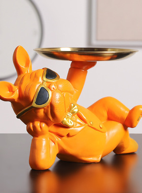 极速欧式彩色墨镜狗帅气装饰托盘动物摆件客厅玄关T卧室书房装饰
