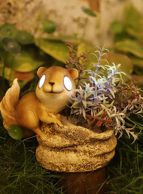 极速户外创意仿真太阳能动物树脂工E艺品摆件花园池塘动物模型盆