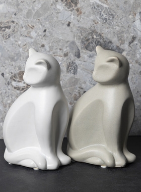 极速复活节彩蛋北欧陶p瓷猫咪陶瓷陶瓷大象摆件桌面卡通摆件复活