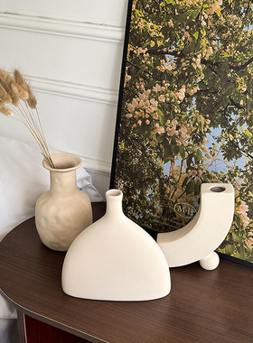 新品ins风摆件创意o素胚陶瓷花瓶北欧客厅玄关拍照道具餐边柜装饰