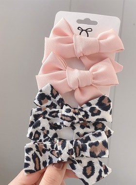 极速4Pcs/set Leopard Print Hairpins Bowknot Hair UClips For