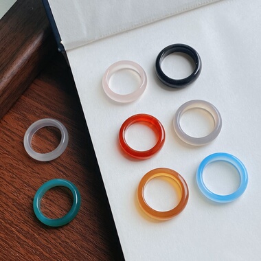 男女玉石戒圈红玛瑙戒指指环高级感简约时素圈