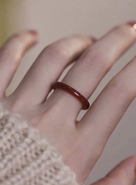 天然红玛瑙戒指女小众设计轻奢高级感