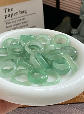 天然东陵玉戒指食指戒女素圈油青色高级感指环个性百搭