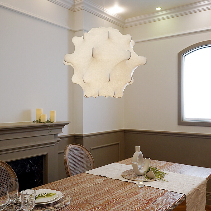 意大利flos日式蚕丝吊灯客厅灯侘寂风艺术创意大气设计师款餐厅灯-图2
