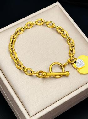 时尚小众设计款玫瑰金钛钢手链女不掉色百搭气质桃心爱心手环饰品