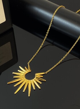 欧美复古风格18k电镀太阳花钛钢项链女 百搭不掉色锁骨链饰品批发