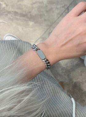 欧美粗链条钛钢手链女潮网红ins嘻哈小众冷淡风手腕链不掉色配饰