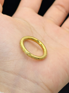 万福气满满古法实心钛钢戒指女18k金色指环轻奢高级感食指戒ins风