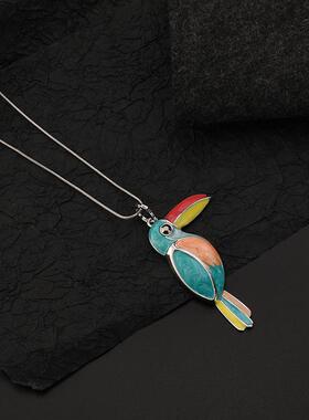 跨境项链欧美流行彩色小鸟毛衣链外贸热销亚马逊新款女士项链