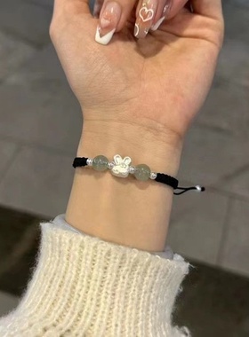 可爱兔子手绳手工编织手链简约气质情侣款手饰闺蜜手绳学生