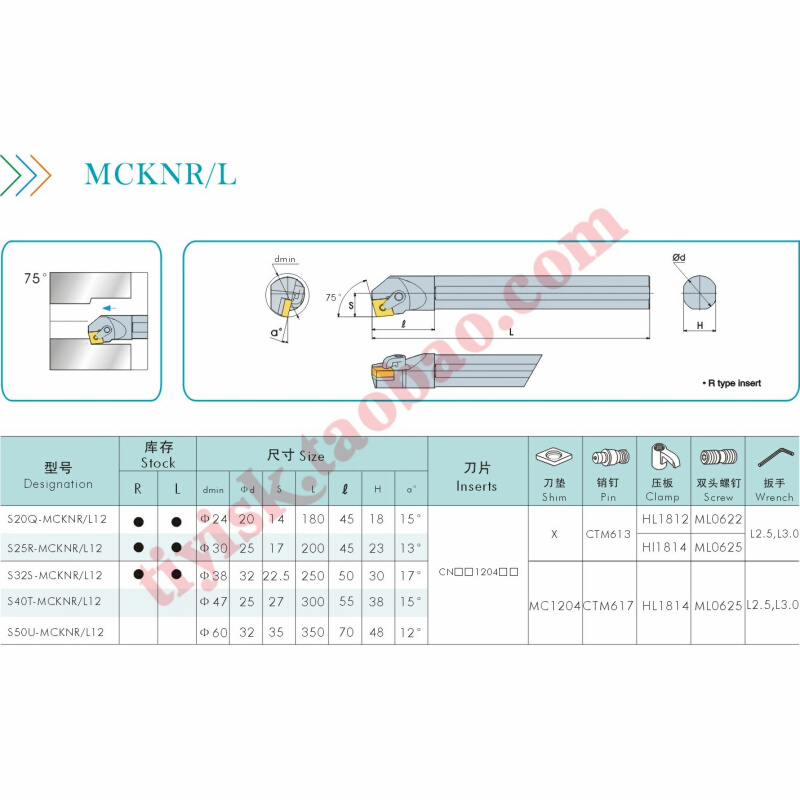 刀杆 75&deg;内孔钝角刀杆S20Q-S25R-S32S-S40T-MCKNR12车床 - 图2