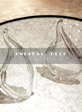 欧式轻奢不规则透明明焰玻璃创意摆件客厅书房样T板间玄关桌面饰