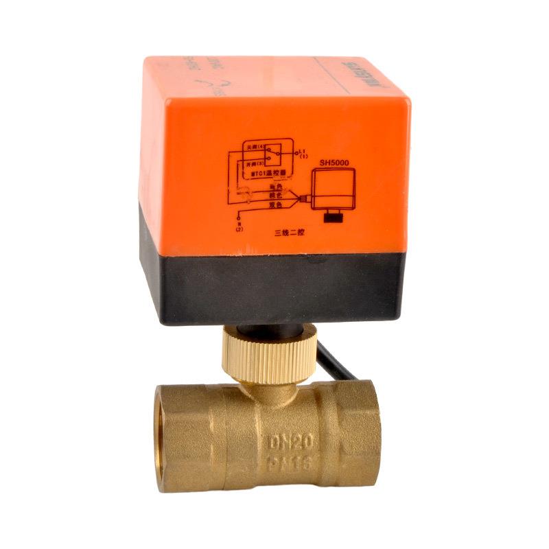 Power failure reset electric internal thread three-way ball valve solar electric water heater temperature control fan three-way manual-automatic one