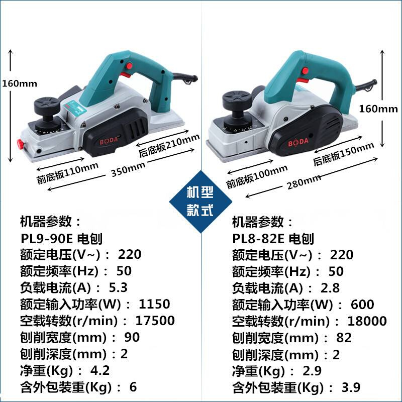 博大PL9-90E木工刨子多功能家用电动刨小型手提菜板刨木机手电刨 - 图0