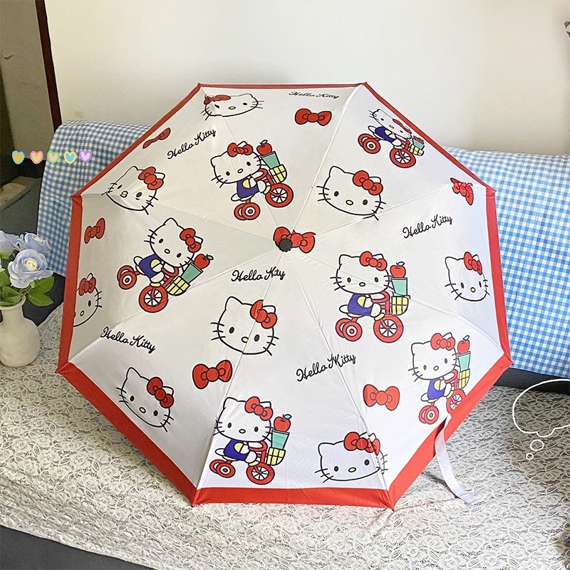 hellokitty雨伞自动晴雨两用女生高颜值可爱小巧便携儿童女孩学生 - 图1