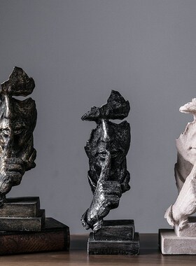 北欧风沉默是金树脂工艺品创意家居D酒柜装饰品办公室摆件客厅摆