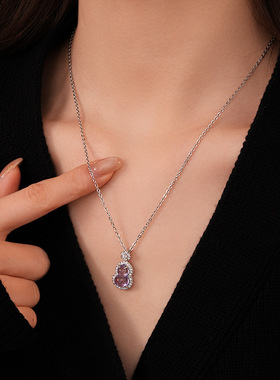 超仙紫色琉璃锆石雪花葫芦项链