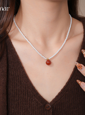 法式复古轻奢珍珠毛衣链女