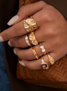 轻奢复古百搭镶钻开口戒指