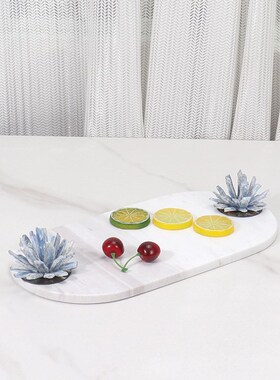 简约INS风大理石托盘家居桌面饰C品收纳盘酒店样板间创意饰品摆件