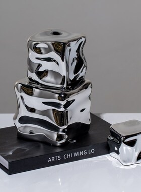 Rzone 现代创l意银色透明几何正方形魔方摆件客厅桌面茶几软装饰