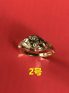 复古金色花朵可调节开口戒指女