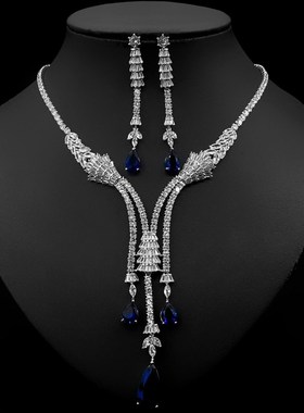 极速项链耳环锆j石套装新娘礼服婚纱配饰件晚宴奢华轻奢首饰套珠