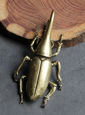 极速实心纯黄铜办公桌面小摆件甲壳虫昆虫茶N宠饰品工艺品礼品手