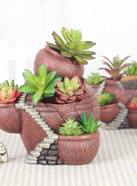 极速如果创意时光花园盆栽微景B观多肉树脂花盆家居园艺盆景摆件