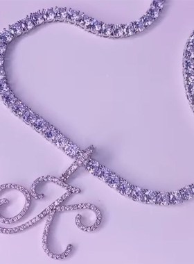 极速New Cursive Letters Cubic Zirconia Chain Intial NaZme Ne