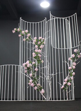 新品铁艺几何简约线条半圆造型屏风摆件婚礼舞台店铺橱Y窗背景装