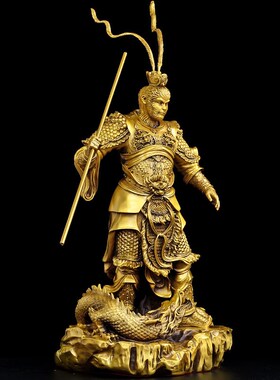 新品铜孙悟空摆件黄n铜齐天大圣斗战胜佛铜像客厅办公室铜猴工艺