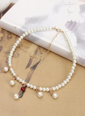 极速璎珞项链汉服古风软配饰x制风珍珠唐坦领明仙饰品气百搭女项