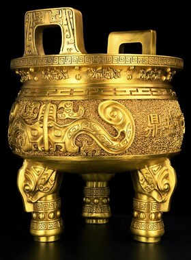 新品铜鼎摆件三足鼎香炉鼎盛千秋圆D鼎大号办公室开业礼品玄关装