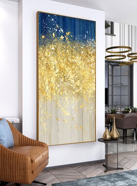 极速纯手绘油f画金箔发财树北欧轻奢玄关背景墙装饰画客厅走廊过