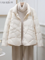 Ailey eider down jacket woman short 2023 new warm upright collar light and thin white duck suede fashion show slim autumn and winter light